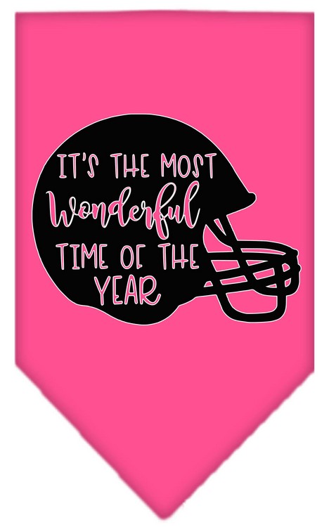 Most Wonderful Time of the Year (Football) Screen Print Bandana Bright Pink Small